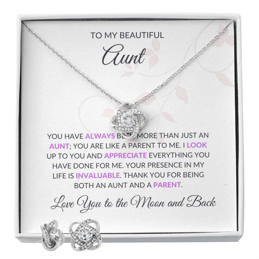 Beautiful Love Knot Necklace and Earring Set | A Special Jewelry Gift for Aunt - SOUVMOUR
