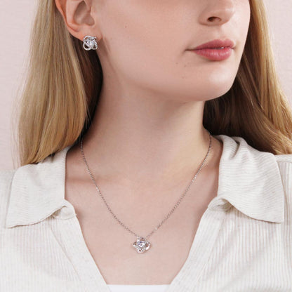 Love Knot Necklace & Earring Set | To My Dearest Goddaughter | A Gift of Endless Love and Support | Goddaughter Gift