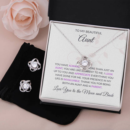 Beautiful Love Knot Necklace and Earring Set | A Special Jewelry Gift for Aunt - SOUVMOUR