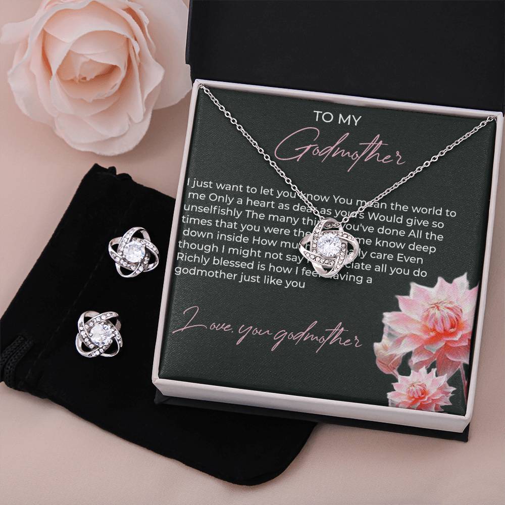 To My Godmother Necklace & Earring Set Necklace with Heartfelt Message | Necklace for Godmother