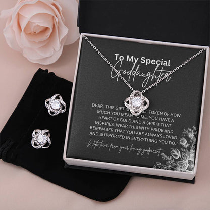 Love Knot Necklace & Earring Set | To My Special Goddaughter | A Symbol of Love and Connection | Goddaughter Gift
