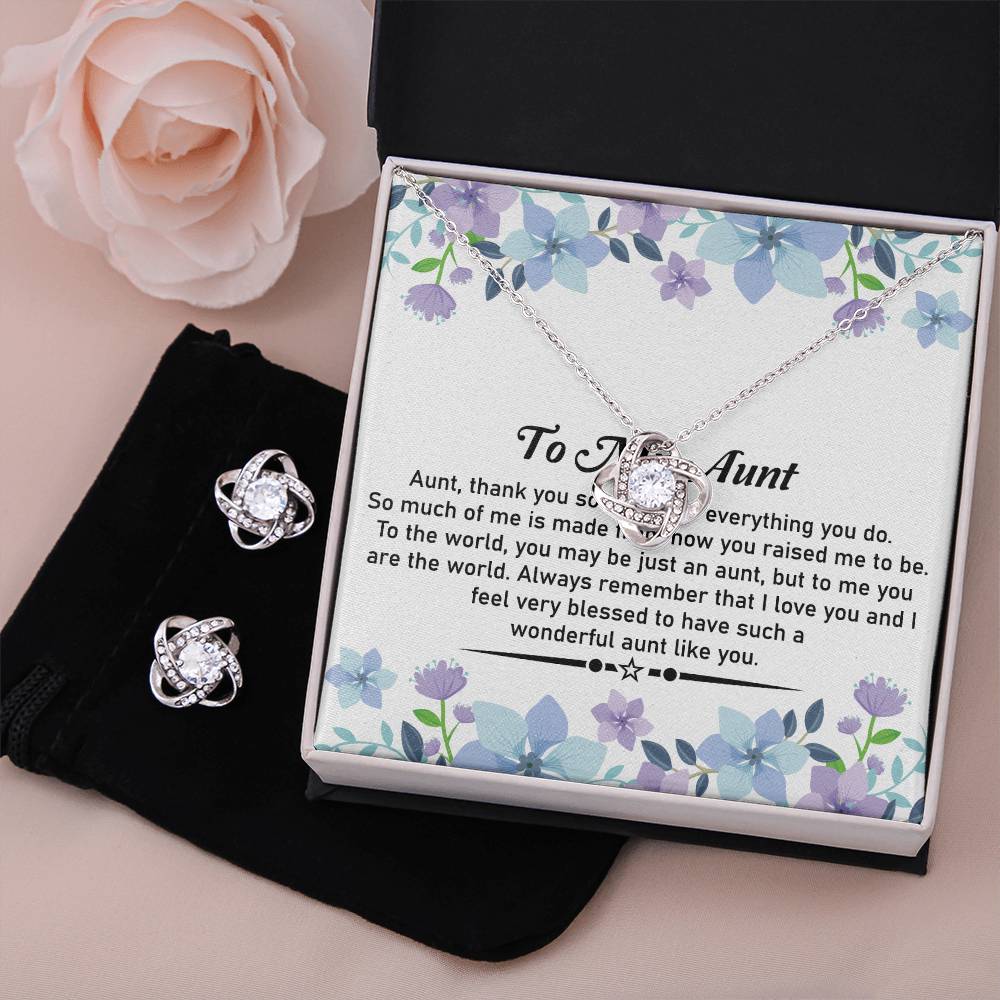 Love Knot Necklace and Earring Set – Ideal for Gifting to Your Cherished Aunt - SOUVMOUR