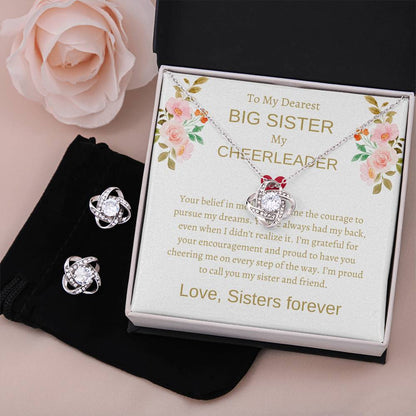 To My Big Sister - Love Knot Earring & Necklace Bundle | Special Sister Gift