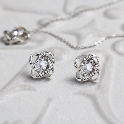 Love Knot Necklace & Earring Set | To My Dearest Goddaughter | A Gift of Endless Love and Support | Goddaughter Gift