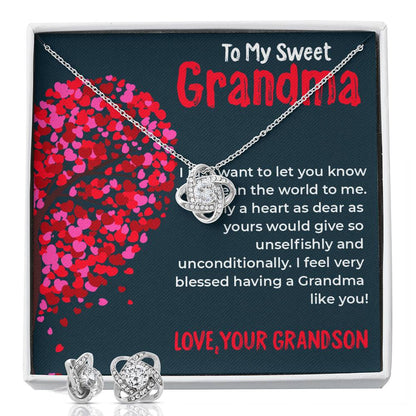 To My Sweet Grandma | Timeless Love Knot Necklace Gift from Grandson | Gift for Grandma