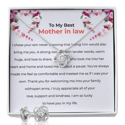 To the Best Mother-in-law | Love Knot Necklace & Earring Set | Cherished Mother-in-law Gift