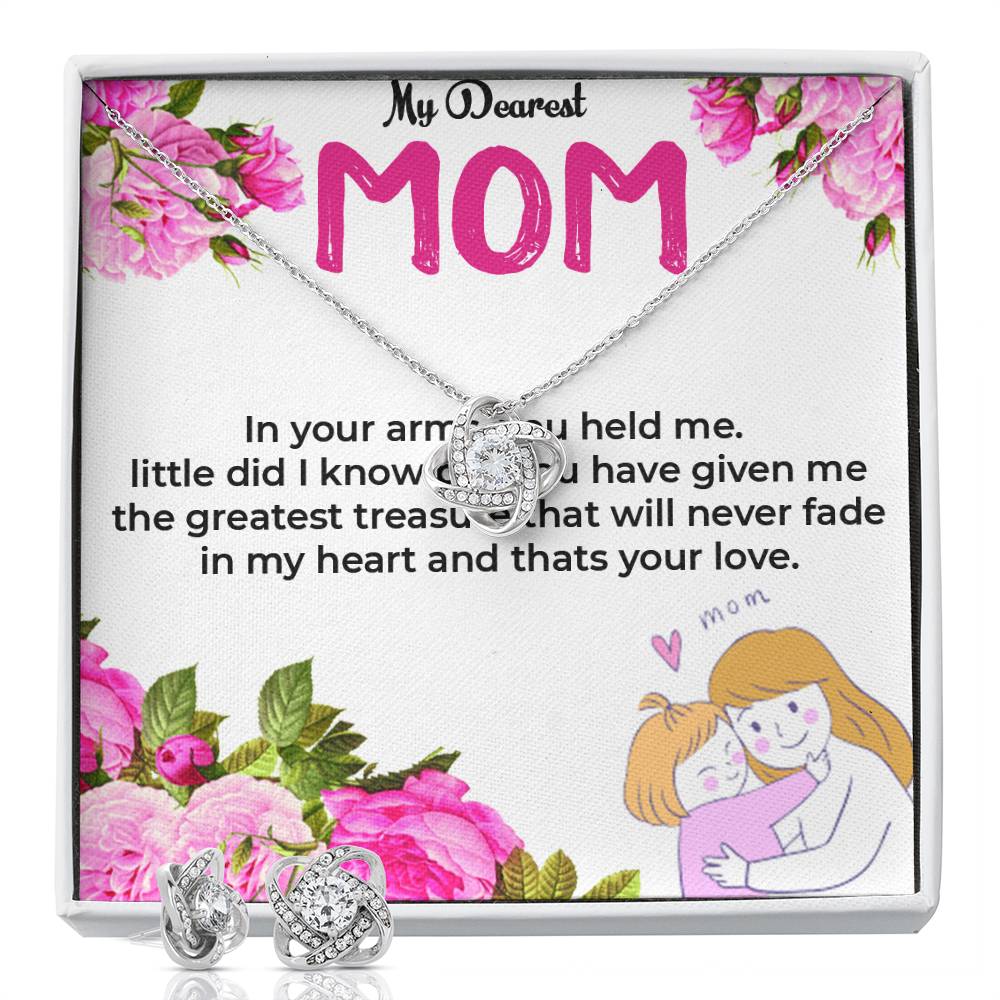 To My Dearest Mom | Elegant Love Knot Jewelry Set with Earrings