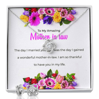 To My Amazing Mother-in-law | Love Knot Necklace & Earring Set | Thoughtful Gift for Mother-in-law