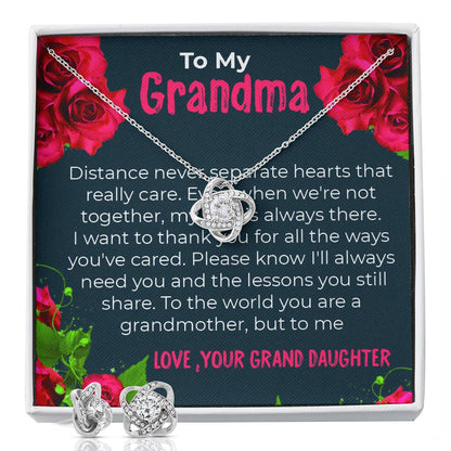 To My Grandma | Elegant Love Knot Necklace Gift from Granddaughter | Gift for Grandma