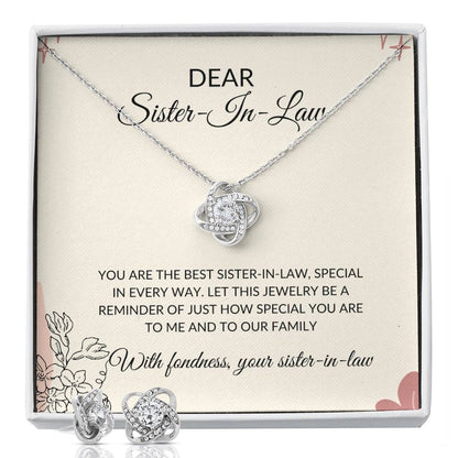 To My Dear Sister-in-Law | Love Knot Necklace & Earring Set | Gift for Sister-in-Law