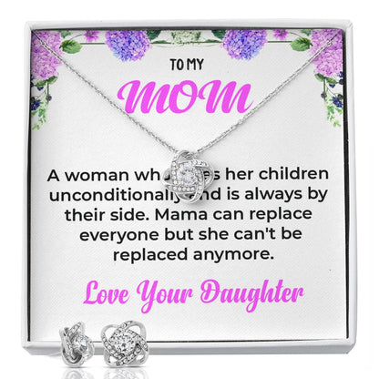 To My Mom The Woman Who Loves Me Unconditionally  | Love Knot Necklace & Earring Set