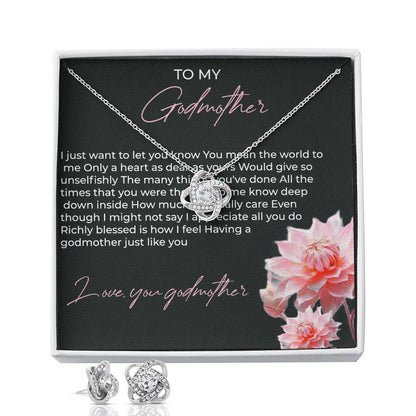 To My Godmother Necklace & Earring Set Necklace with Heartfelt Message | Necklace for Godmother