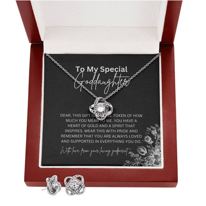 Love Knot Necklace & Earring Set | To My Special Goddaughter | A Symbol of Love and Connection | Goddaughter Gift