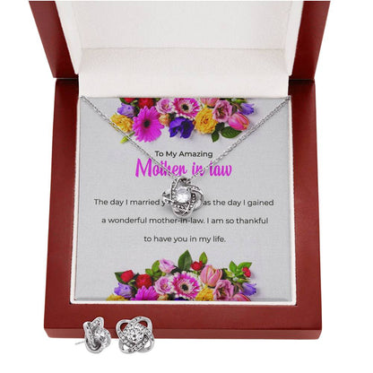 To My Amazing Mother-in-law | Love Knot Necklace & Earring Set | Thoughtful Gift for Mother-in-law
