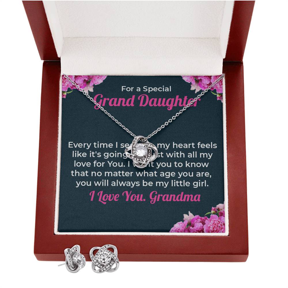 To My Special Granddaughter | Love Knot Necklace & Earring Set Gift from Grandma