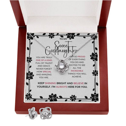 Love Knot Necklace & Earring Set | To My Sweet Goddaughter | A Timeless Reminder of Our Bond | Goddaughter Gift