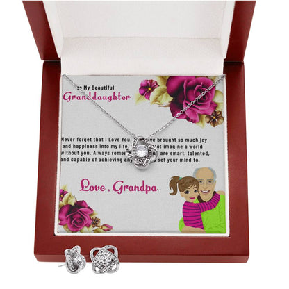 To My Lovely Granddaughter | Love Knot Necklace & Earring Set Gift from Grandpa