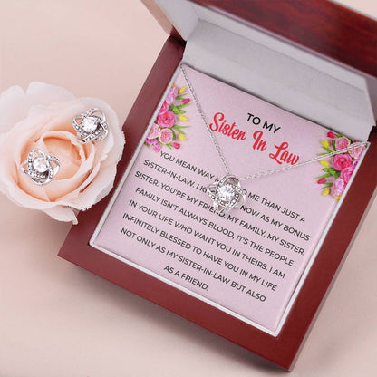 To My Sister-in-Law | Love Knot Necklace & Earring Set | Gift for Sister-in-Law