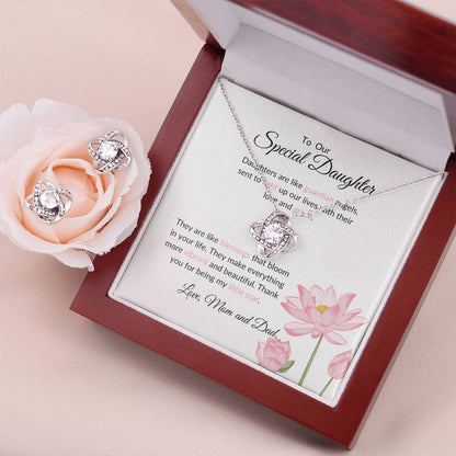 To My Special Daughter – Heartfelt Love Knot Beauty Earring & Necklace Gift Bundle