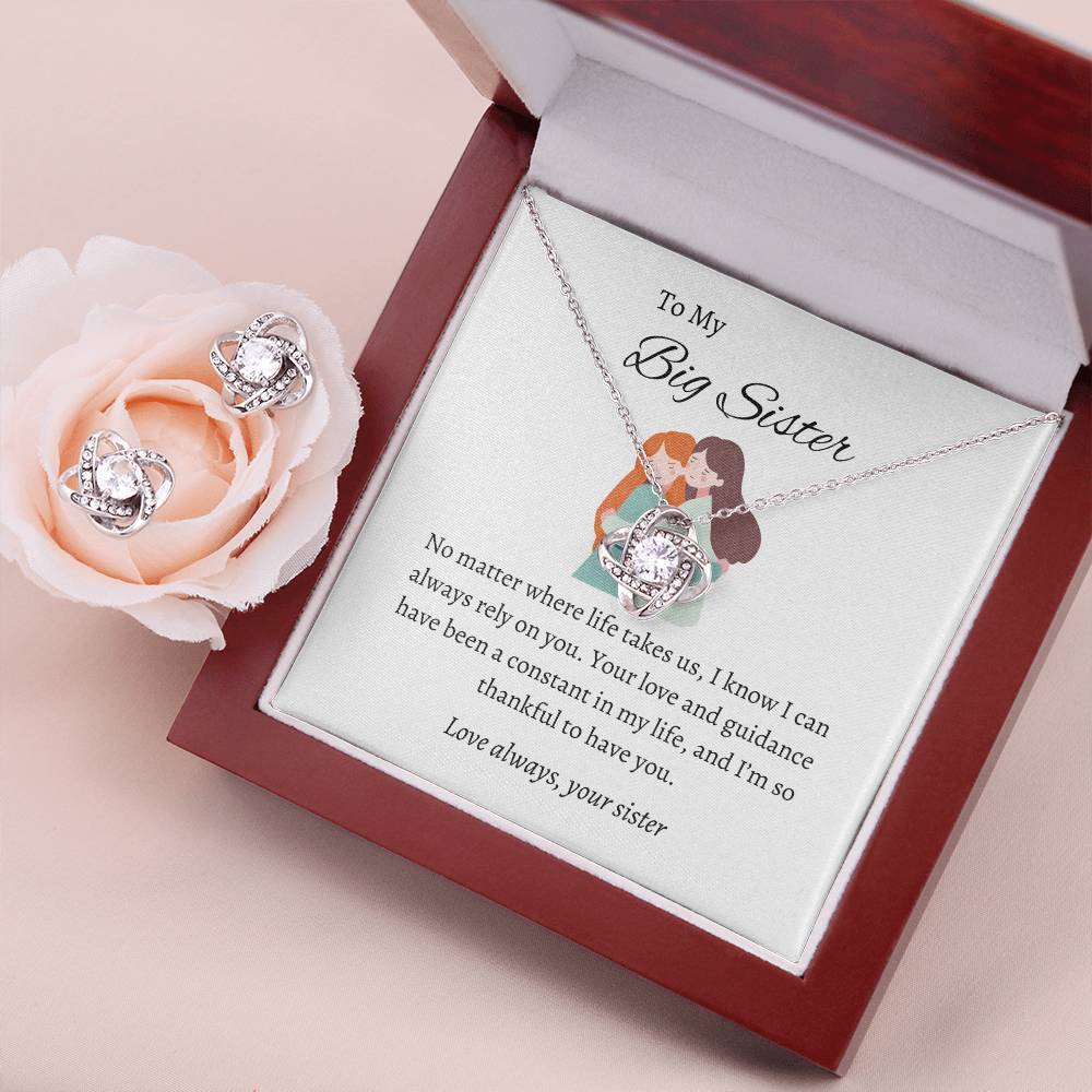 To My Big Sister - Love Knot Earring & Necklace Set | Cherished Bond Gift For Sister