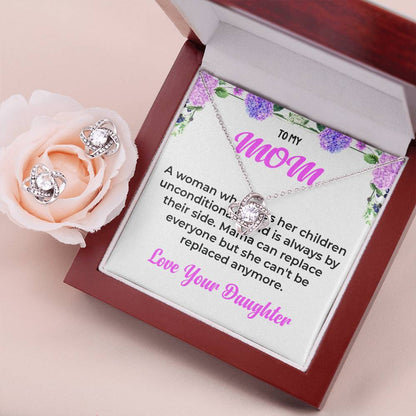 To My Mom The Woman Who Loves Me Unconditionally  | Love Knot Necklace & Earring Set