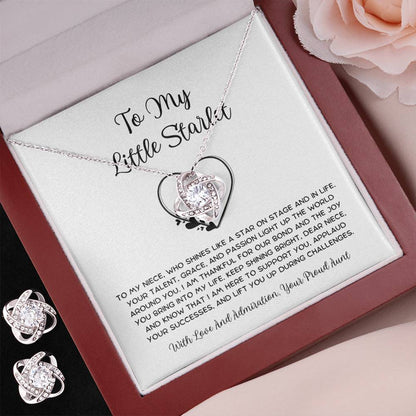 To My Little Starlet - From Aunt to Niece Love Knot Earring & Necklace Set - SOUVMOUR