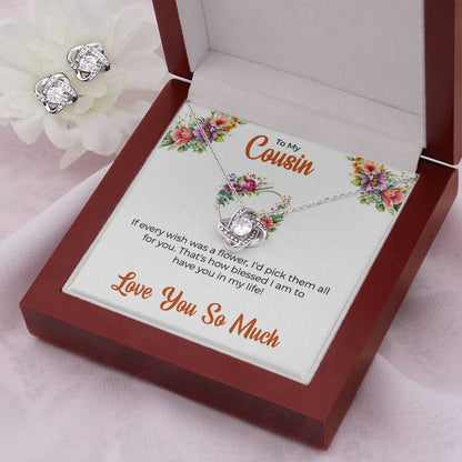 Cousin Necklace | To My Cousin My Best Friend - Love Knot Necklace & Earring Set | Cousin Friendship Necklace