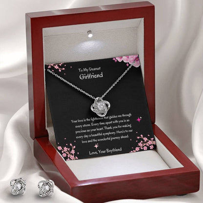 Love Knot Jewelry Set for Her | Earring & Necklace Gift for Girlfriend - SOUVMOUR