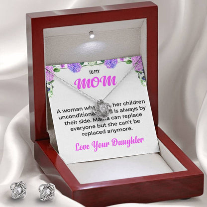 To My Mom The Woman Who Loves Me Unconditionally  | Love Knot Necklace & Earring Set