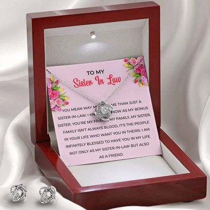 To My Sister-in-Law | Love Knot Necklace & Earring Set | Gift for Sister-in-Law
