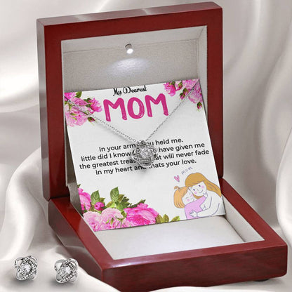 To My Dearest Mom | Elegant Love Knot Jewelry Set with Earrings