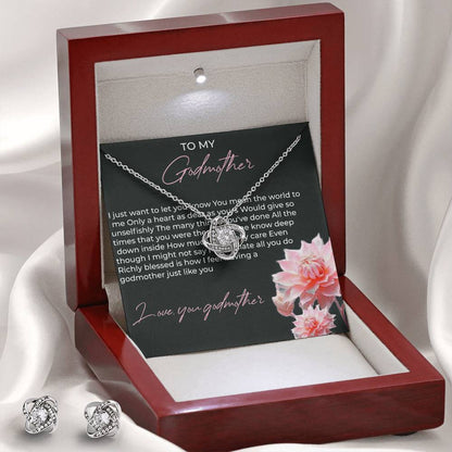 To My Godmother Necklace & Earring Set Necklace with Heartfelt Message | Necklace for Godmother