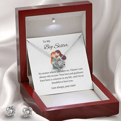 To My Big Sister - Love Knot Earring & Necklace Set | Cherished Bond Gift For Sister