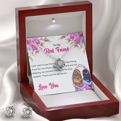 To My Amazing Best Friend  Necklace and Earrings Set - Appreciation Necklace Gift For Bestie
