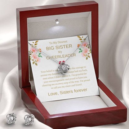To My Big Sister - Love Knot Earring & Necklace Bundle | Special Sister Gift