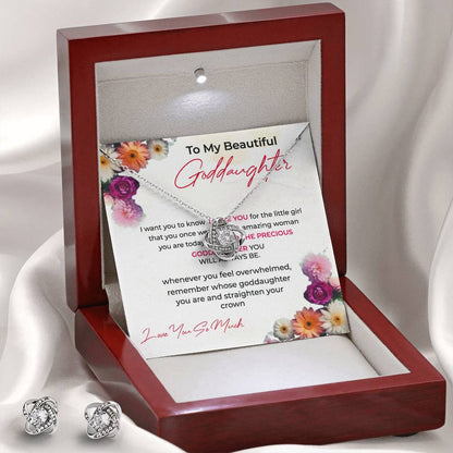 Love Knot Necklace & Earring Set | To My Beautiful Goddaughter | Cherish Every Moment Together | Goddaughter Gift