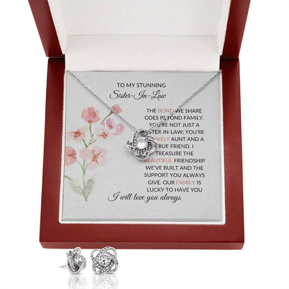 To My Stunning Sister-in-Law | Love Knot Necklace & Earring Set | Gift for Sister-in-Law
