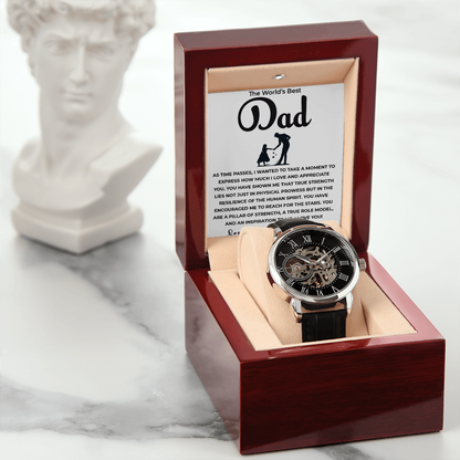 To My Father – Openwork Skeleton Watch for Dad from Daughter | Elegant Gift of Love