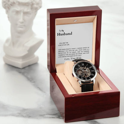 To My Husband, the Love of My Life Openwork Watch | Perfect Gift for Him