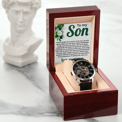 To My Lovely Boy | Openwork Watch Gift from Mom | Special Son Watch