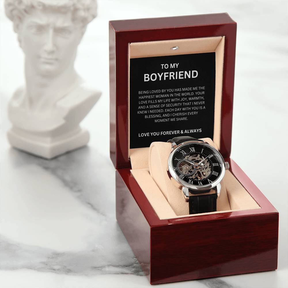 To My Love — Openwork Watch Gift for Boyfriend with Heartfelt Message Card