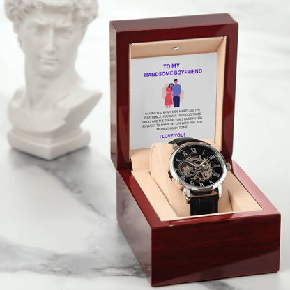 For My Handsome Boyfriend — Openwork Watch + Heartfelt Message Card Gift