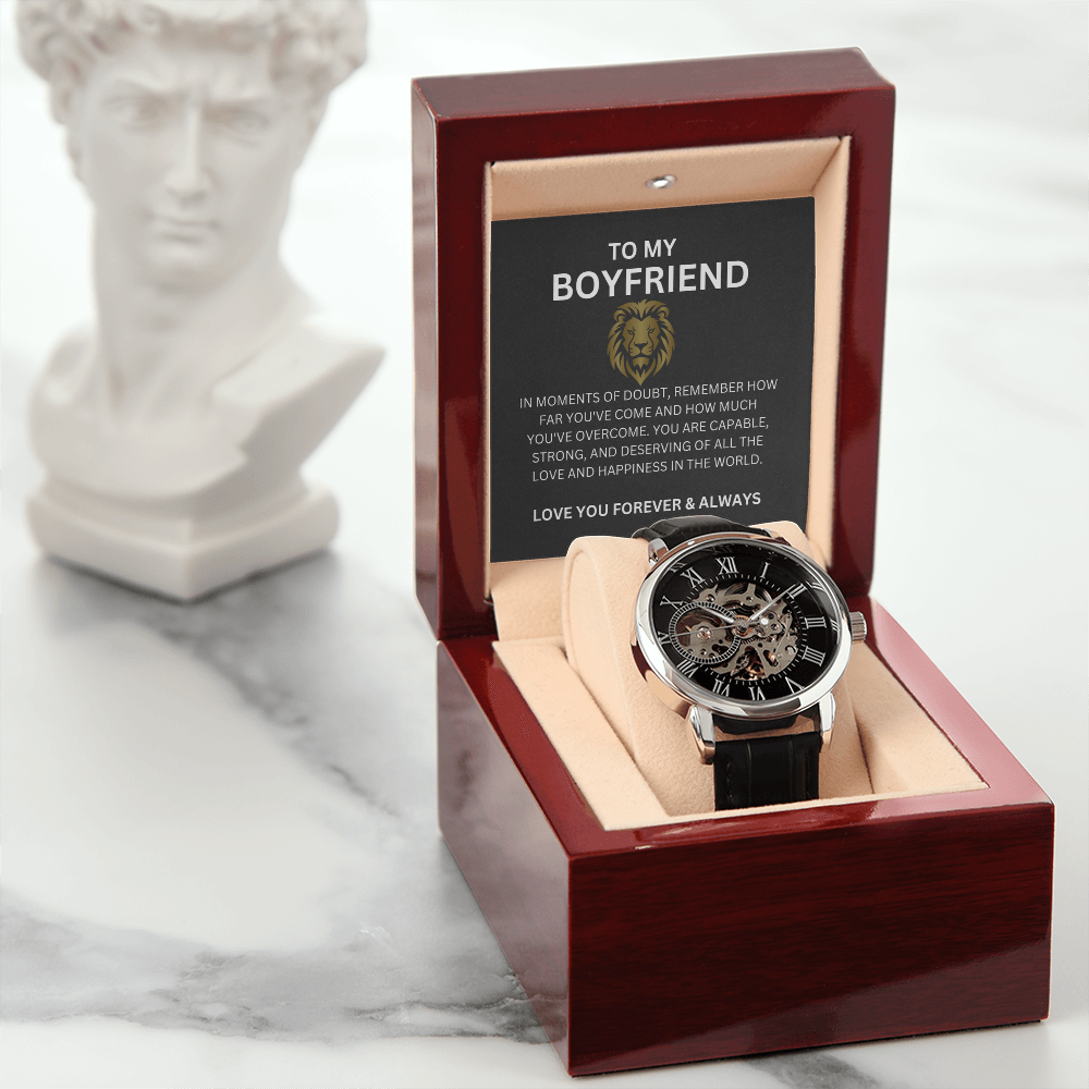 Boyfriend Openwork Watch Gift with Greeting Card | Gift for Boyfriend