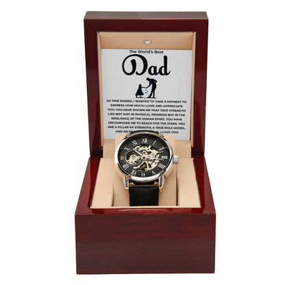 To My Father – Openwork Skeleton Watch for Dad from Daughter | Elegant Gift of Love
