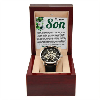 To My Lovely Boy | Openwork Watch Gift from Mom | Special Son Watch