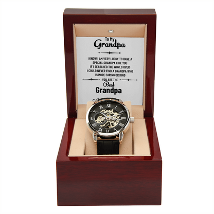 To My Incredible Grandpa – Openwork Watch Gift from Grandson with Heartfelt Message Card