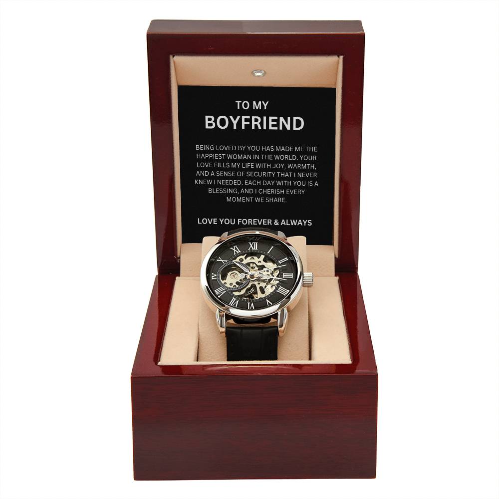 To My Love — Openwork Watch Gift for Boyfriend with Heartfelt Message Card