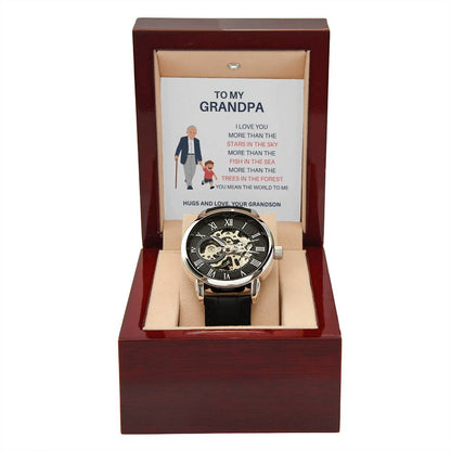 To My Amazing Grandpa – Openwork Watch from Grandson with Personalized Message Card