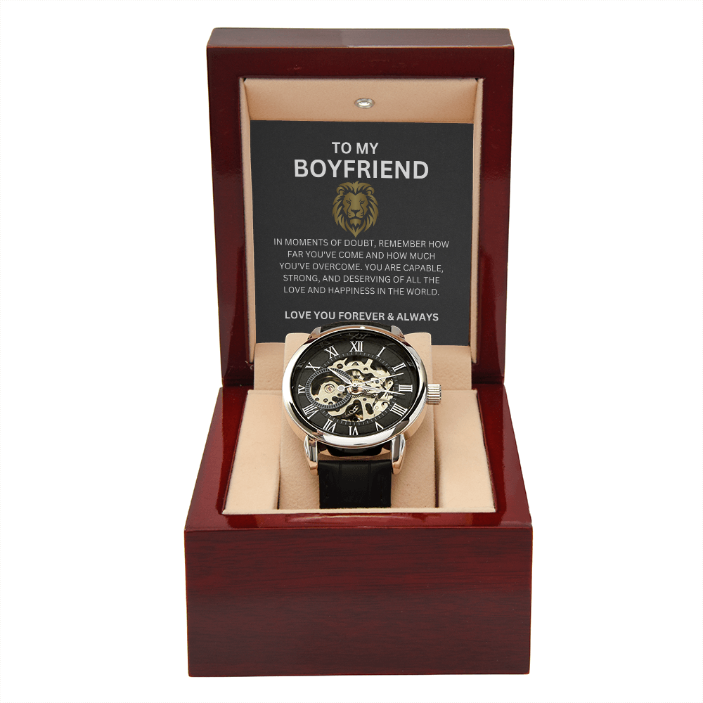 Boyfriend Openwork Watch Gift with Greeting Card | Gift for Boyfriend