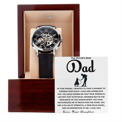To My Father – Openwork Skeleton Watch for Dad from Daughter | Elegant Gift of Love